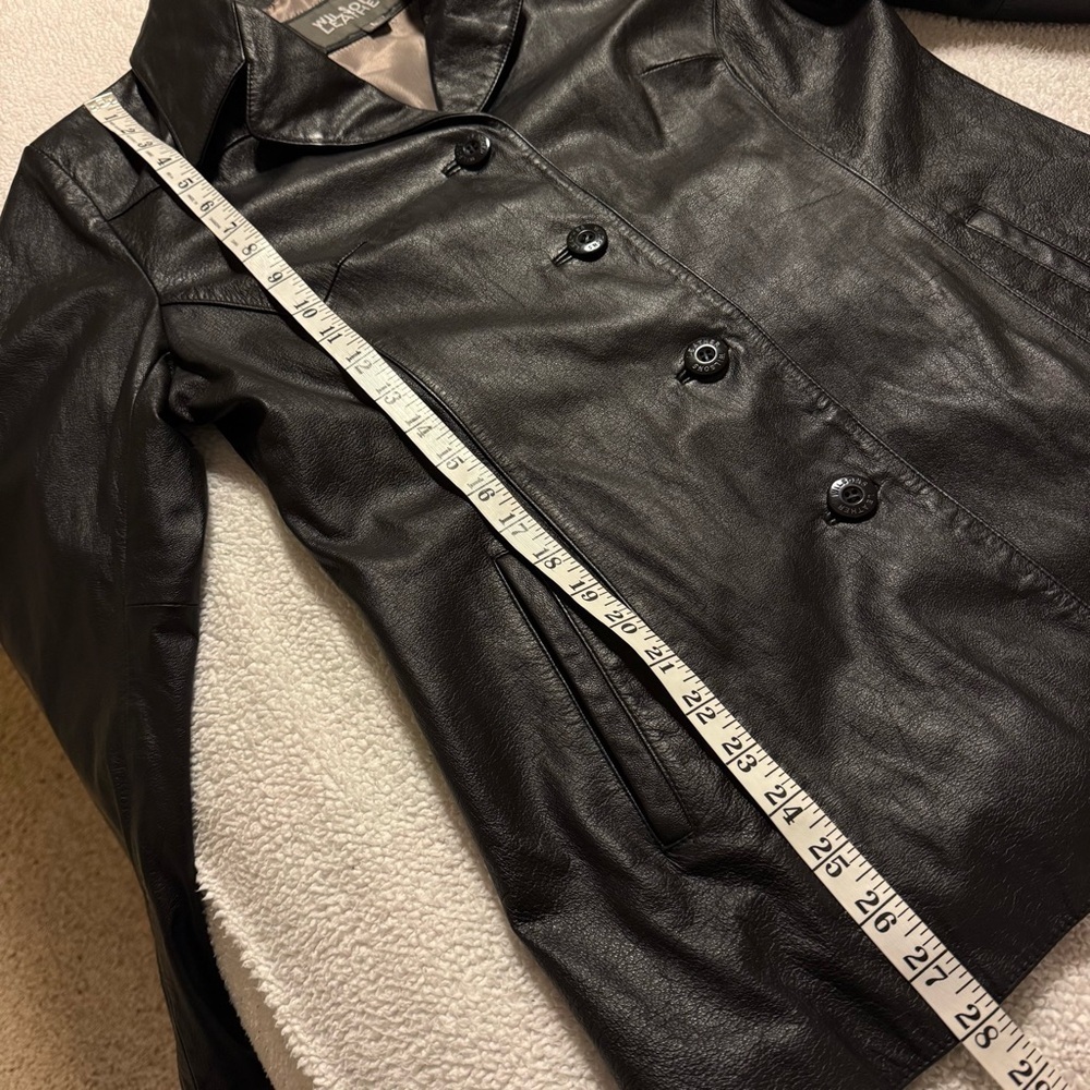 Wilsons Leather Black Classic Button-Front Blazer Jacket 90s Y2K Coat - Picture 5 of 10
